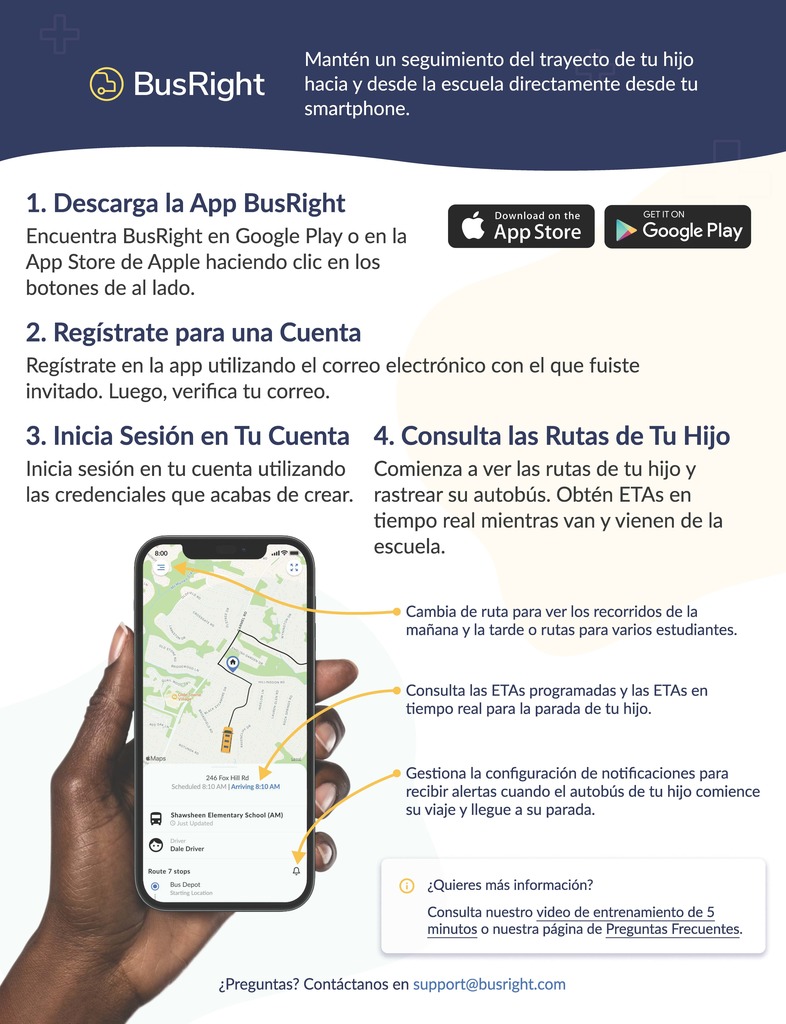 BusRight Parent App Spanish