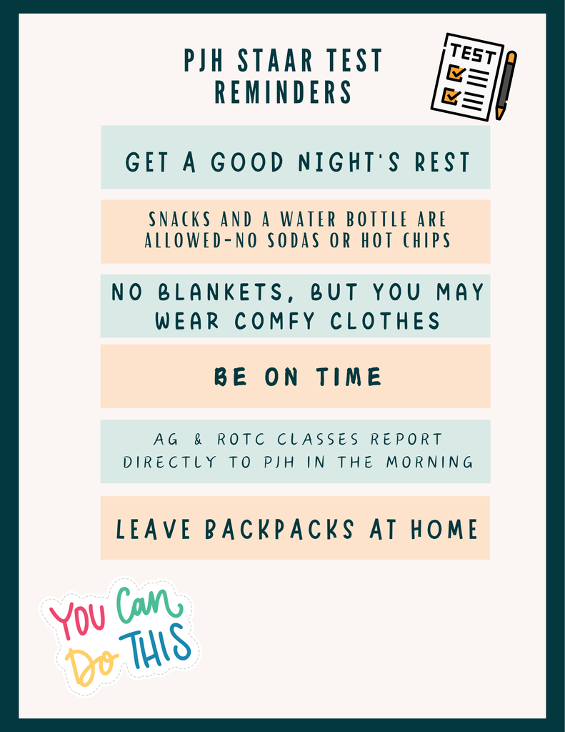 staar test reminders