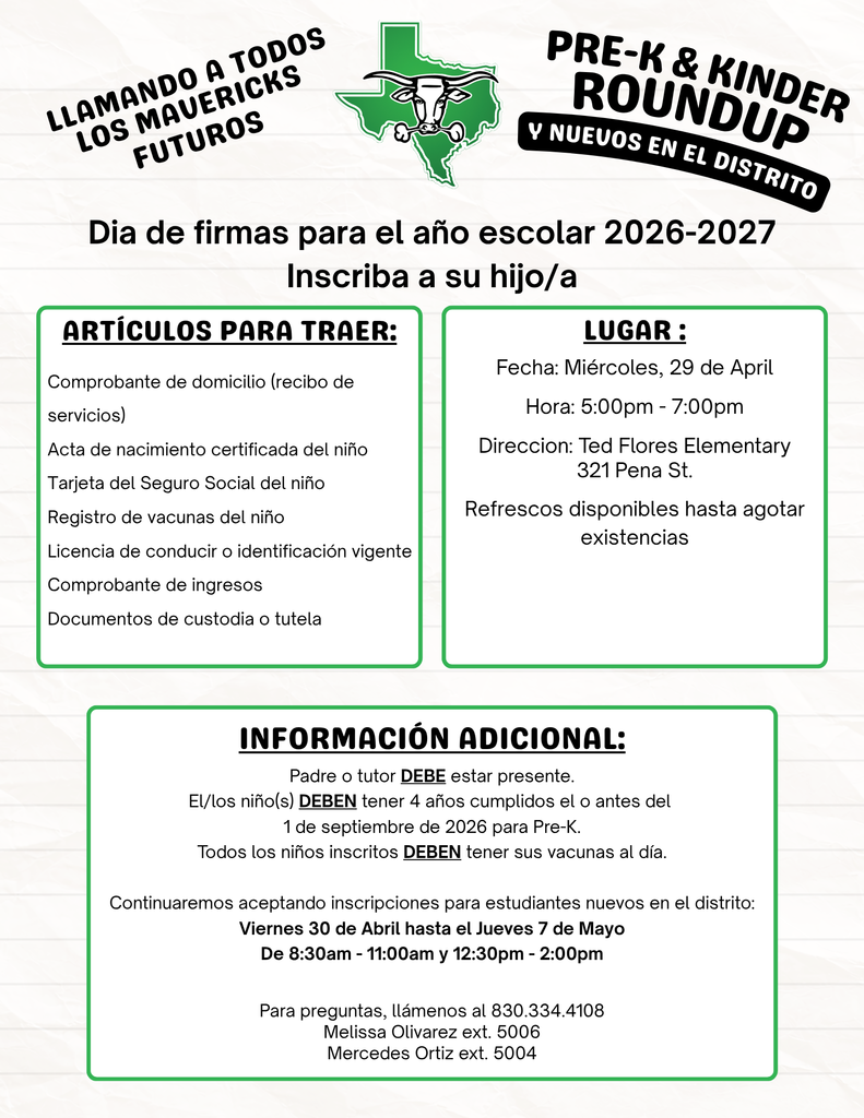 Spanish Pre-k & Kinder Round-up Flyer