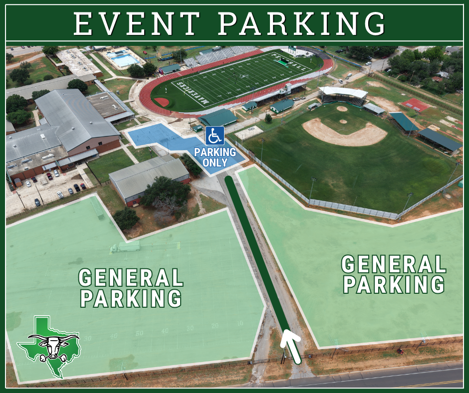 Main general area parking and handicap parking area