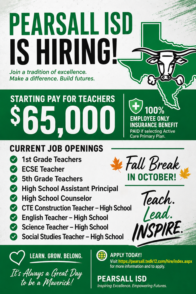 Pearsall ISDSD hiring flyer