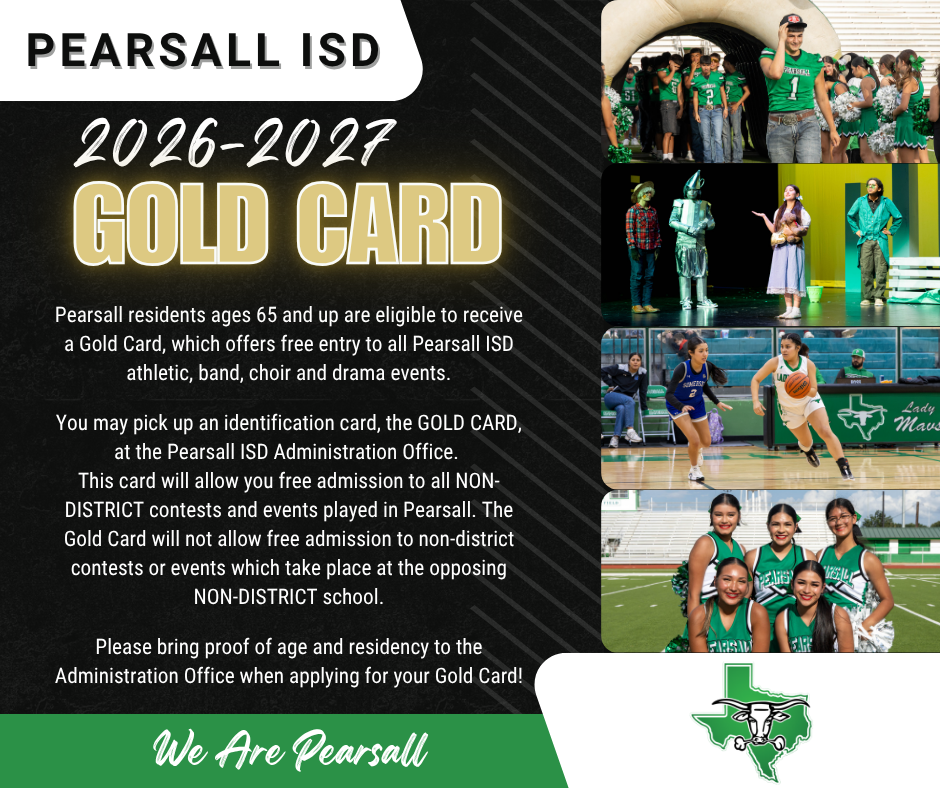 2026-2027 Pearsall ISD Gold Card for Senior Citizens information