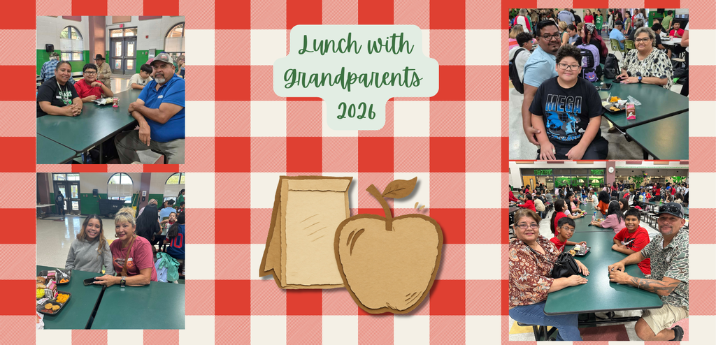 Students and grandparents eating