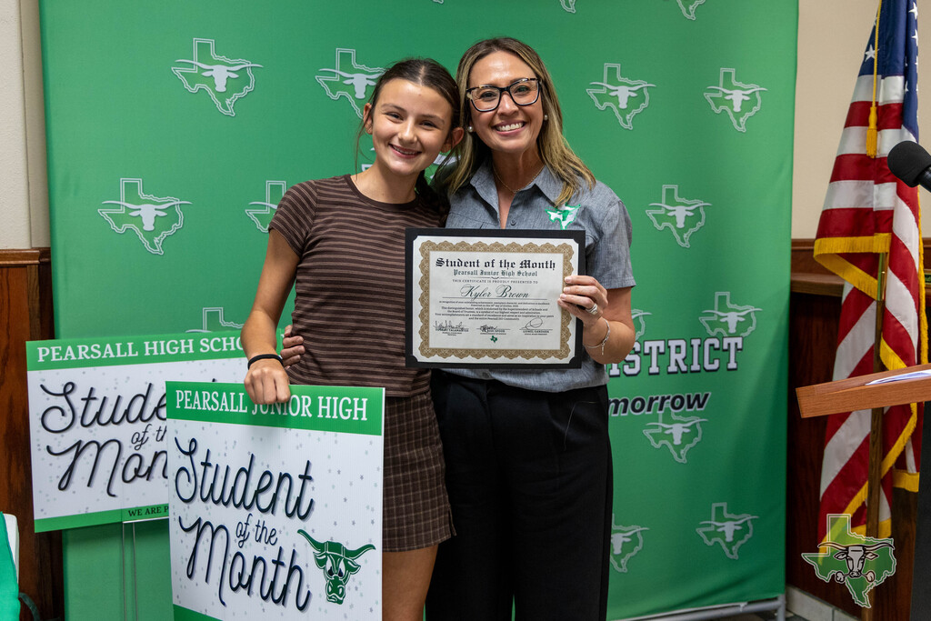 Junior High student of the month recognition