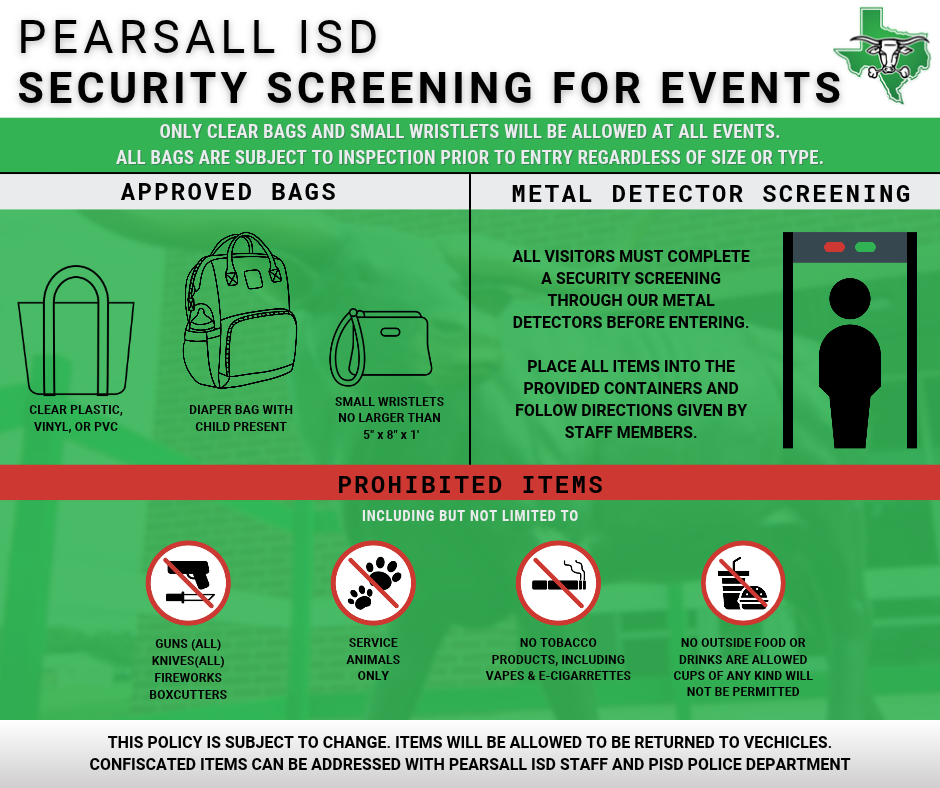 Pearsall ISD security screening for events