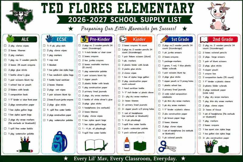 Ted Flores School Supply List