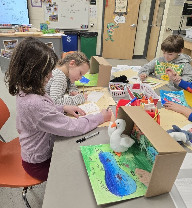 Our 3rd Grade artists have officially become zoologists. 🐾🎨 Each student was offered a position at the Pec School Zoo, where they selected an animal to research and design an appealing habitat for. Using what they learned in their science habitat unit, students answered questions about their animal’s species, country of origin, and care needs. They then applied that research to create a detailed habitat enclosure and wrote an information plate describing their animal.