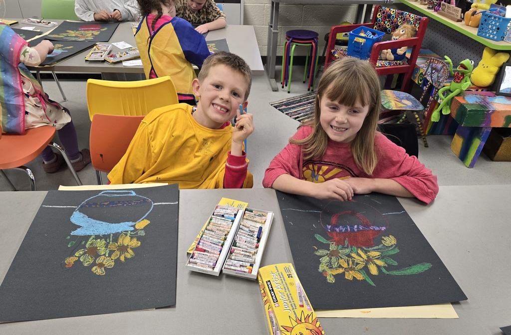 Our first grade artists have been studying the famous artist Vincent van Gogh and learning about his beautiful, iconic artwork. 