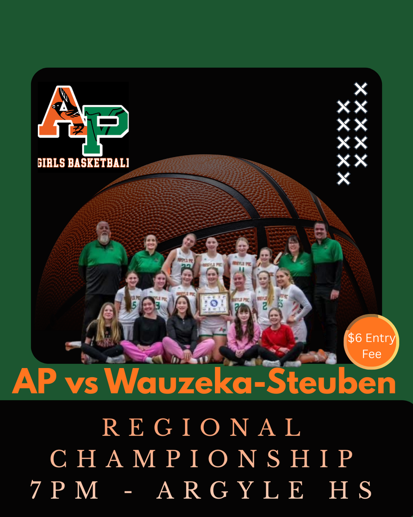 Big night in Argyle as AP Women's basketball goes for the Regional Title. Let's fill the gym! Tipoff at 7 PM.