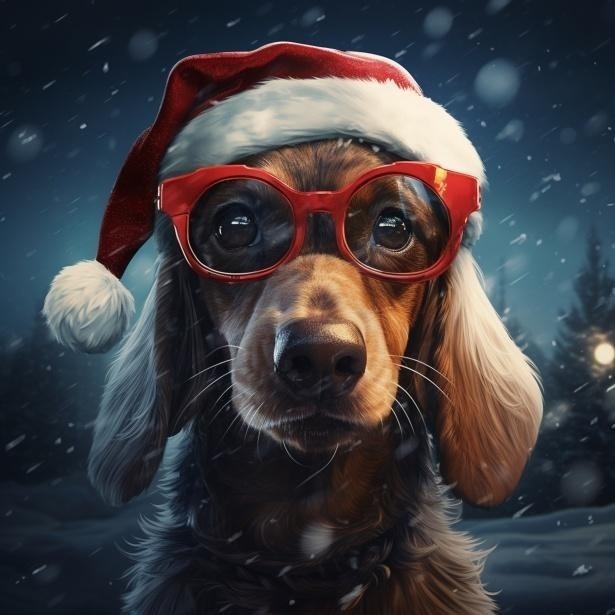 dog with santa hat