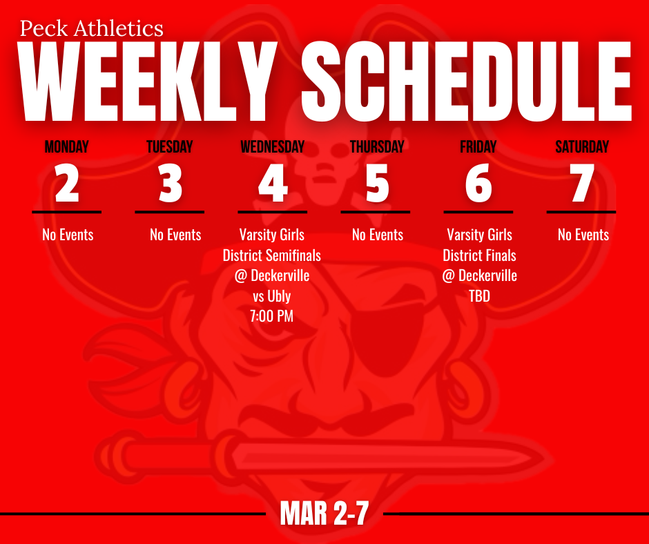 Graphic of Weekly Athletic Calendar