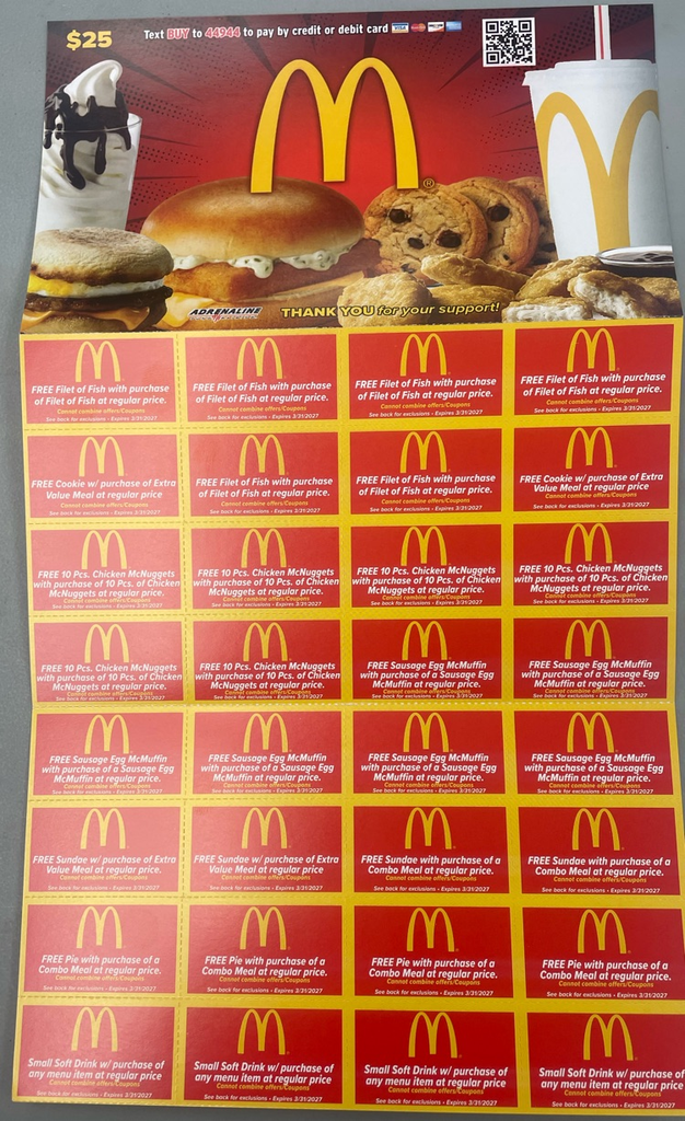 The cards are $25 a piece and have lots of discount coupons.