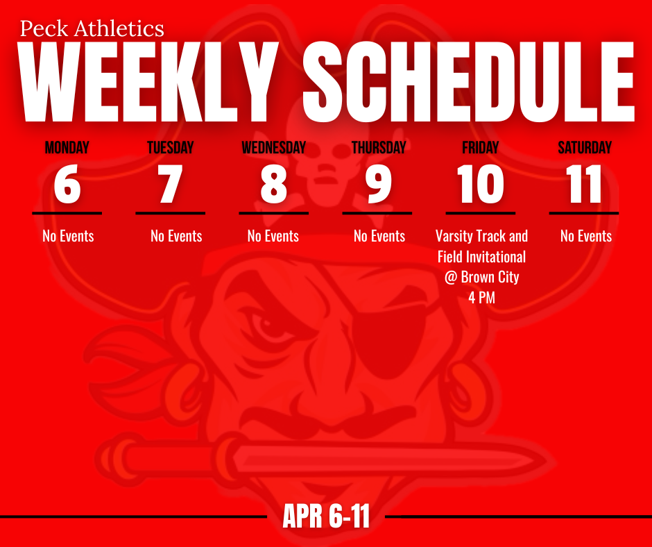 Graphic of Weekly Athletic Calendar