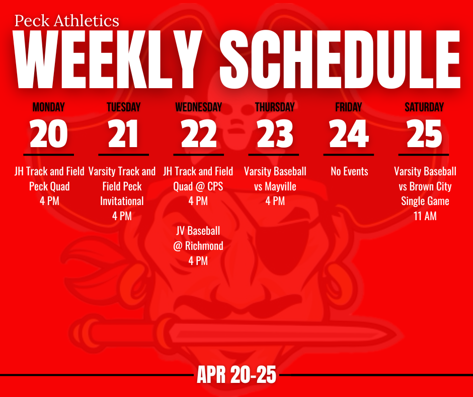 Graphic of Weekly Athletic Calendar 
