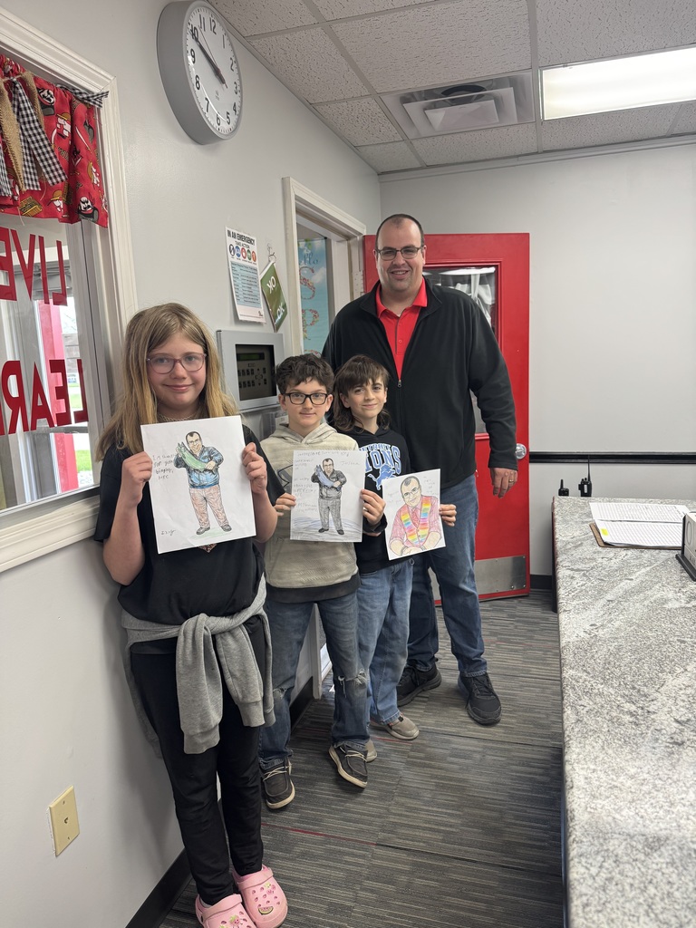 Photos of 4th graders showing their appreciation for Mr. Pathic.