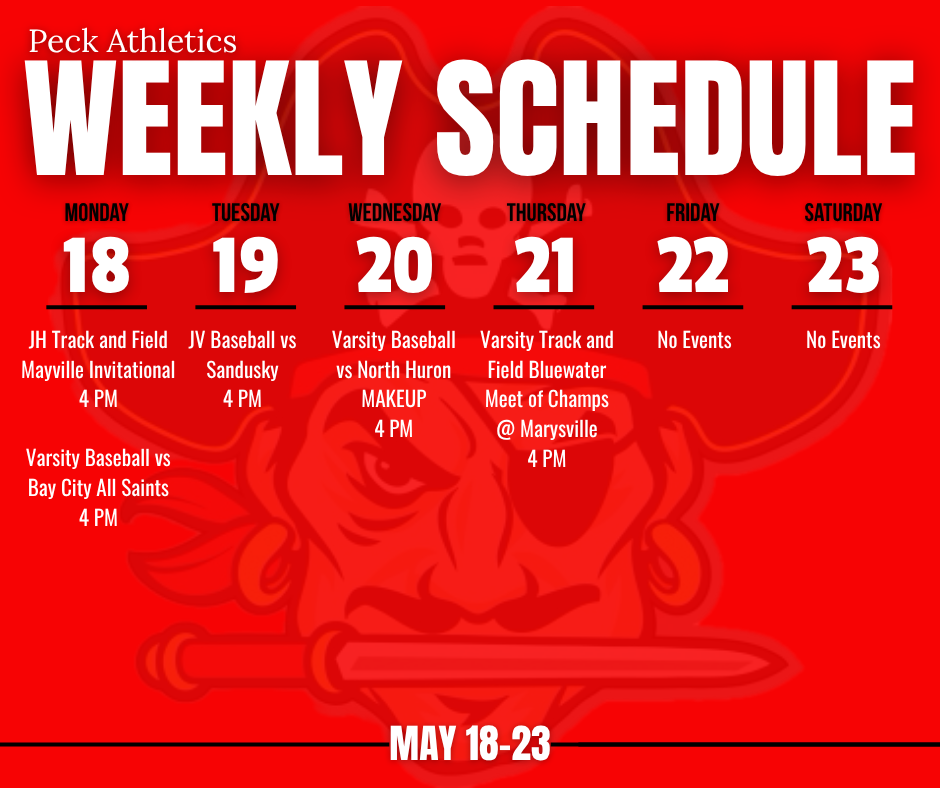 Graphic of Weekly Athletic Calendar 