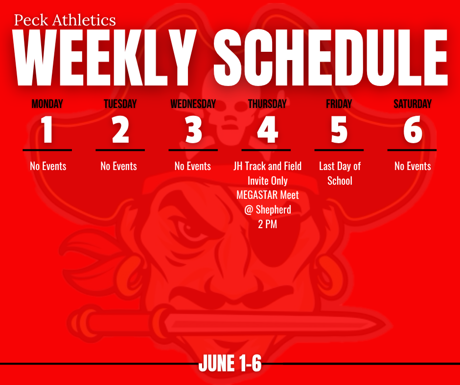Graphic of Weekly Athletic Calendar 