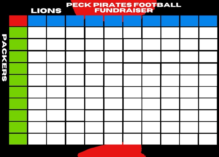 Graphic table of fundraiser squares for the football team