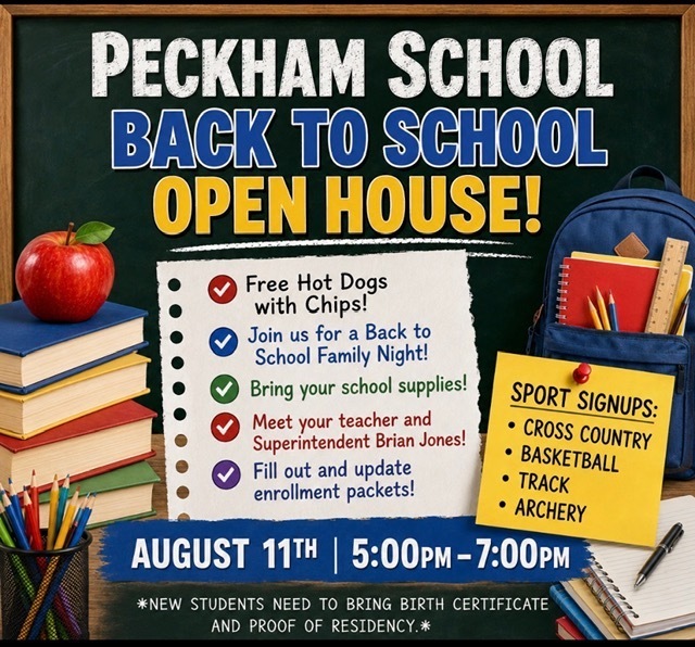 Back to School Open House August 11th from 5 to 7 PM