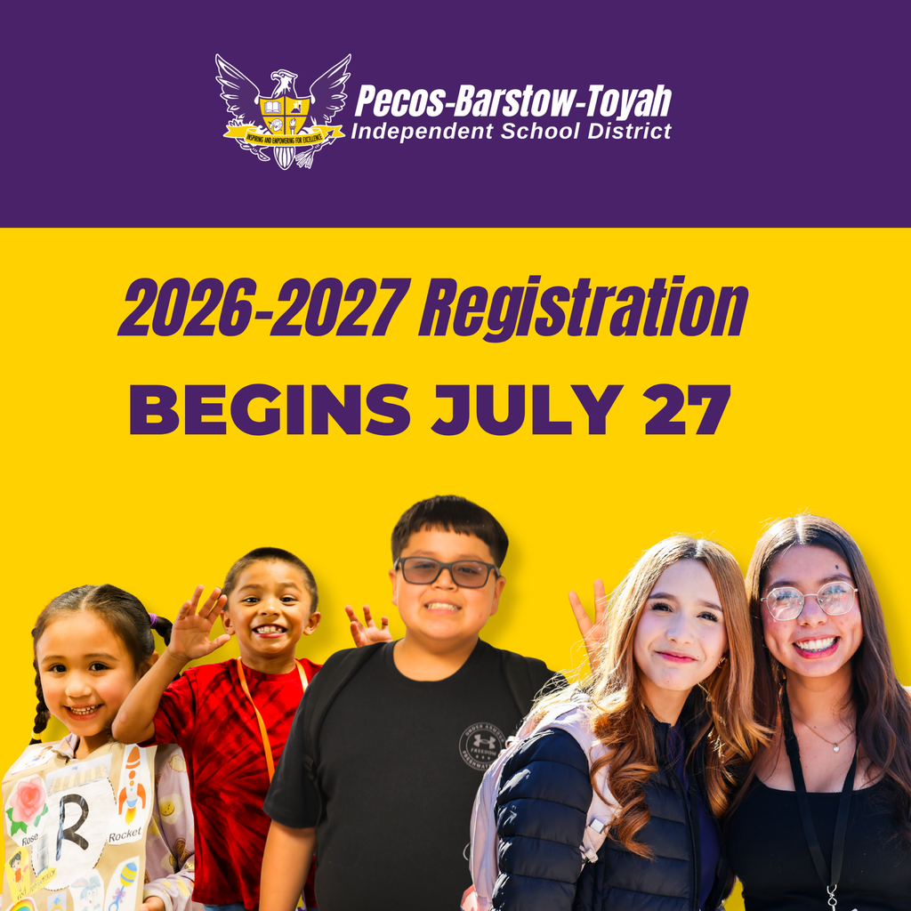 2026-2027 Registration Begins July 27, with students from each school posing