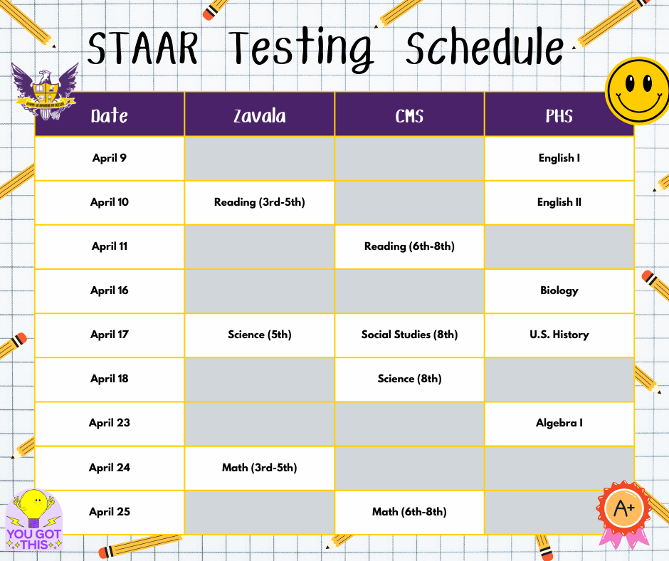 STAAR schedule 