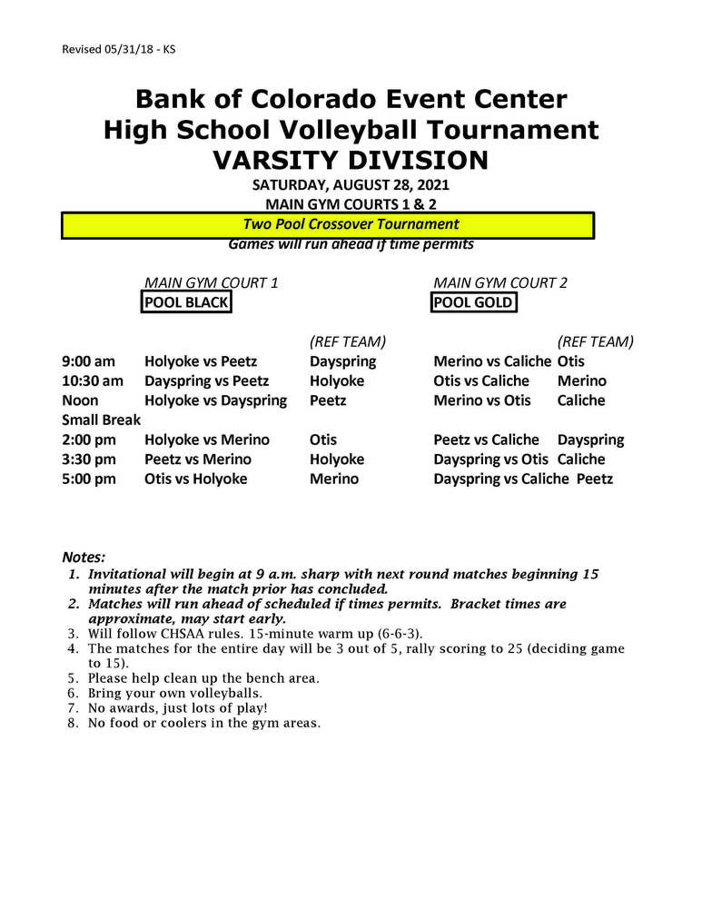 HS VB Tournament info