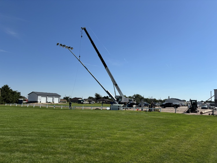 football light pole going