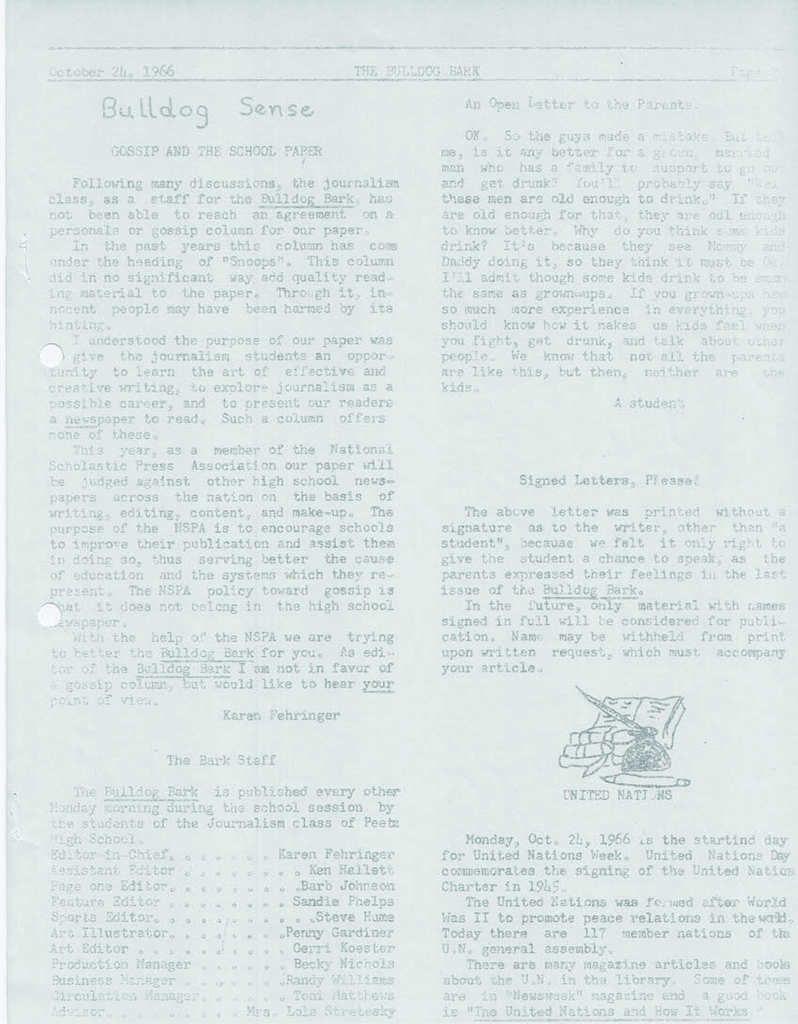 The Bulldog Bark from Oct 1966