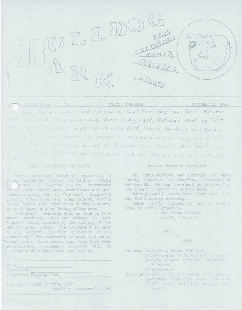 The Bulldog Bark from Oct 1966