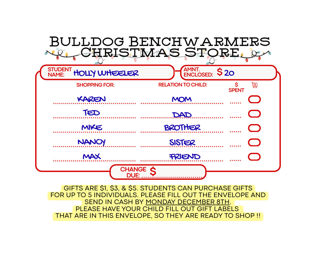 Christmas Store Order Form