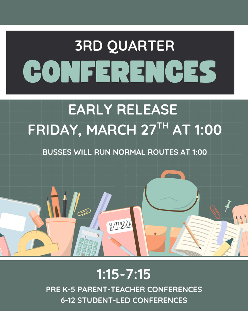Conferences on Mar 27th. Early release at 1:00pm