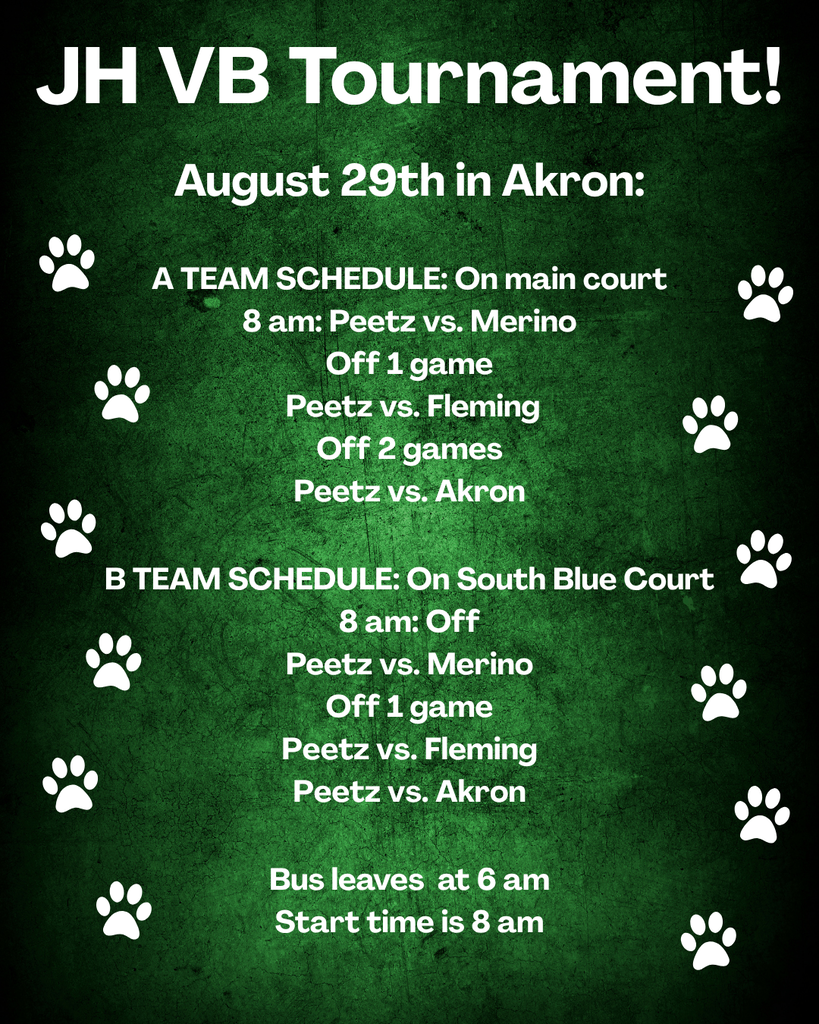 Peetz JH plays at the Akron tournament tomorrow.