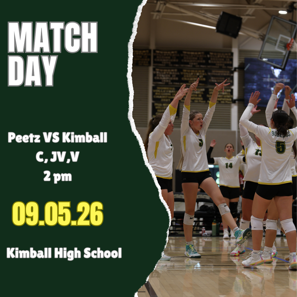 Volleyball match day. Saturday Sept 5th at Kimball High School. 