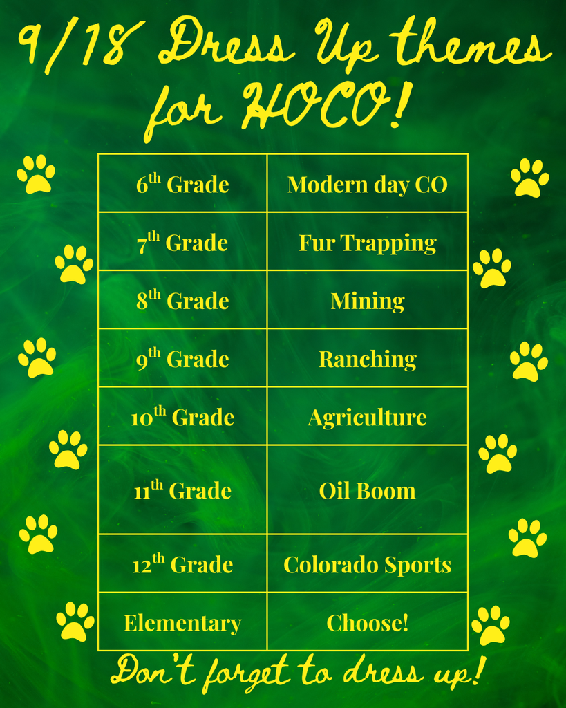 9/18 HOCO dress up themes