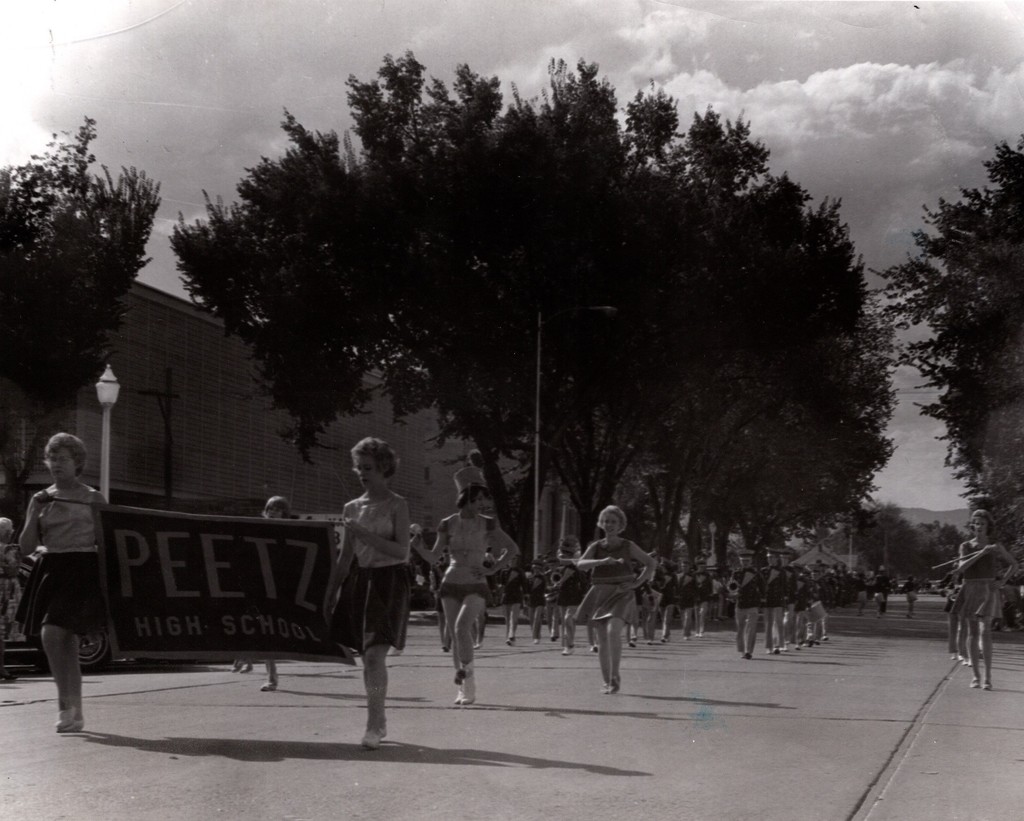 Marching band in black and white