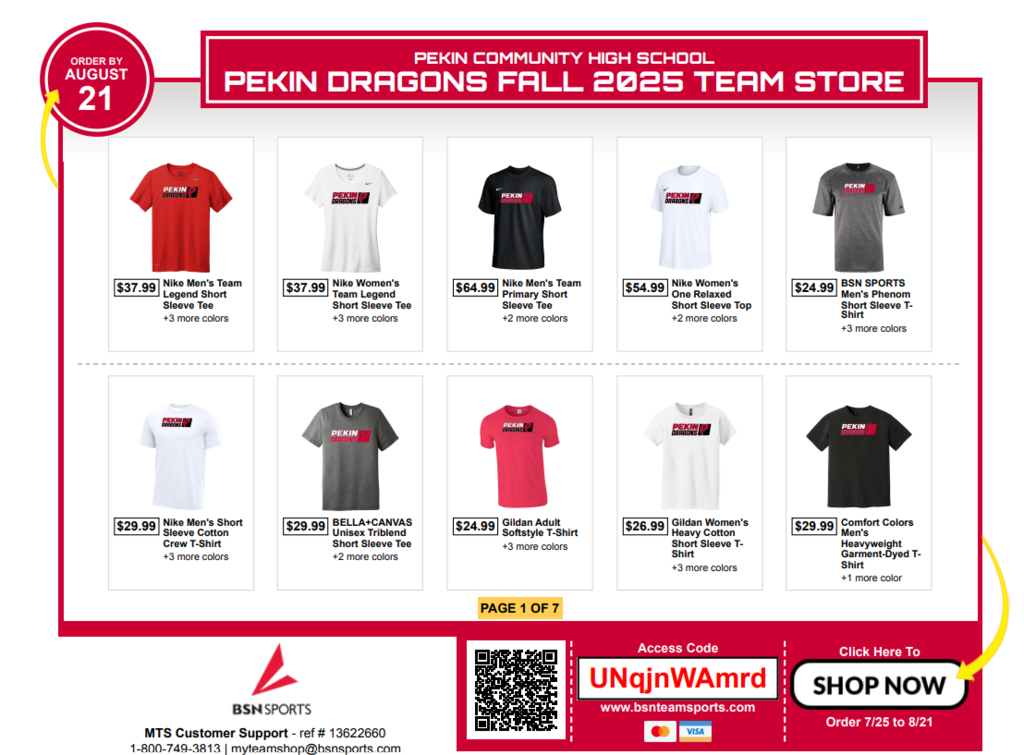 🚨The Pekin Dragons Fall Team Store is NOW OPEN! 🚨  Get your gear fast - all orders are fulfilled and shipped directly to your home within 48 hours! Don’t wait - stock up and show your Dragon pride this season. 🐉🔥  🛒Order now before it closes!