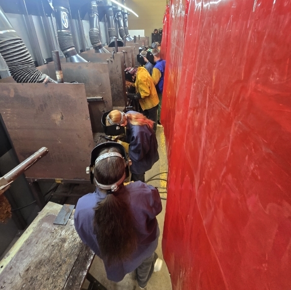 Mr. Huskissons welding 1 class getting some stick welding practice. practice