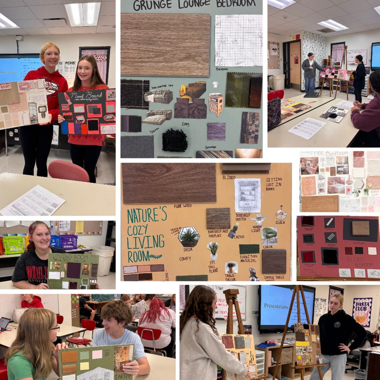 students presenting various mood boards