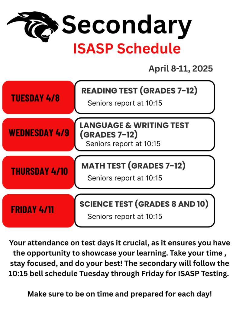 Secondary ISASP Testing