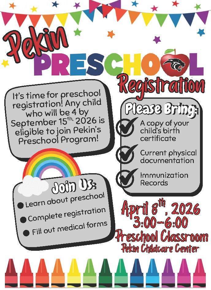 Pekin Preschool Registration for Fall 2026