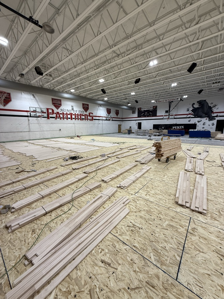 New gym floor coming along