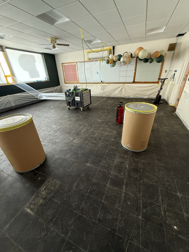 asbestos tile gone in HS classroom