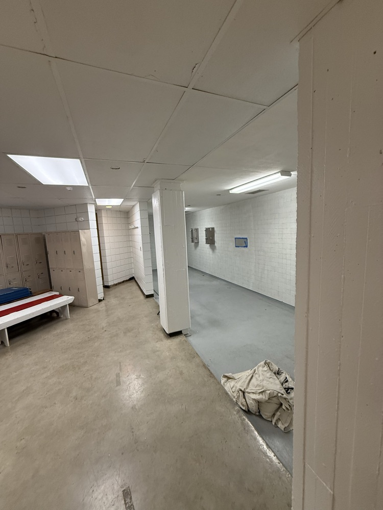 first coat of paint on JH locker rooms