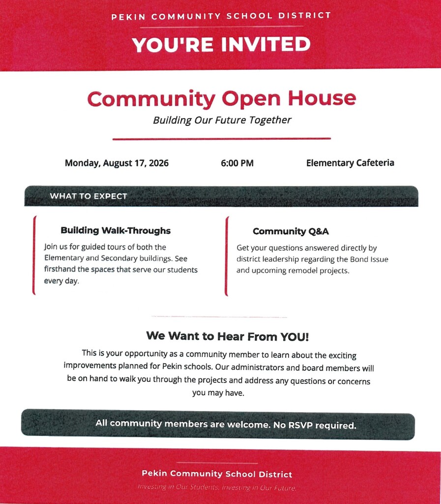 Open House - Monday, August 17, 2026 at 6:00 pm