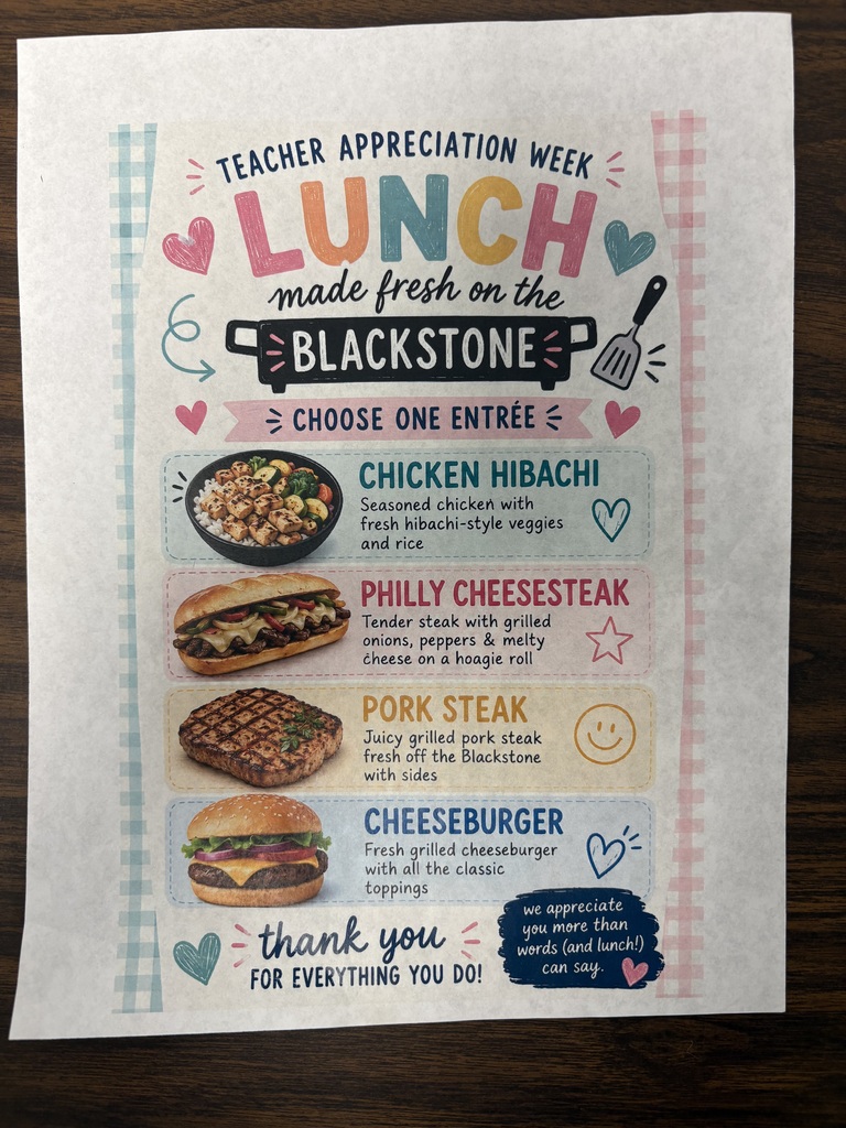 Teacher appreciation lunch menu