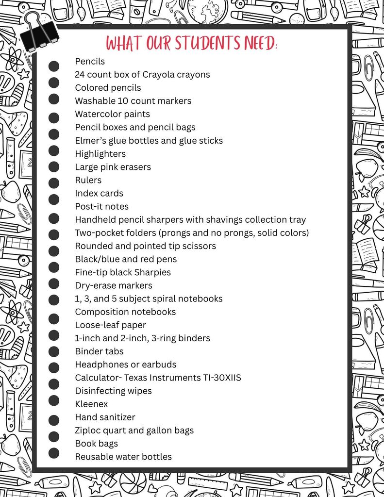 School Supply List
