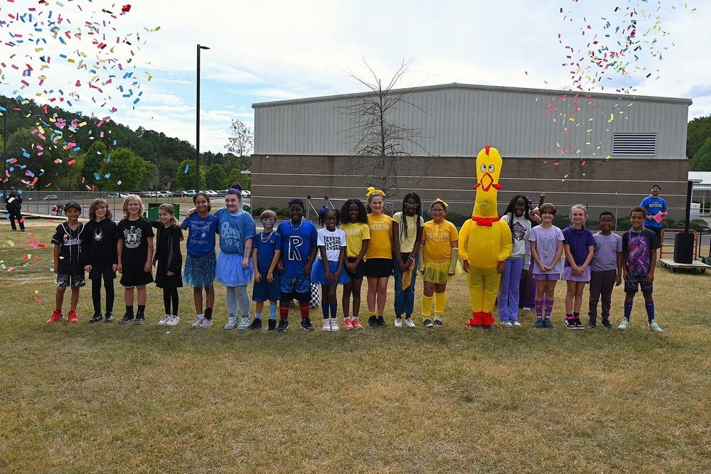 students in their different house colors