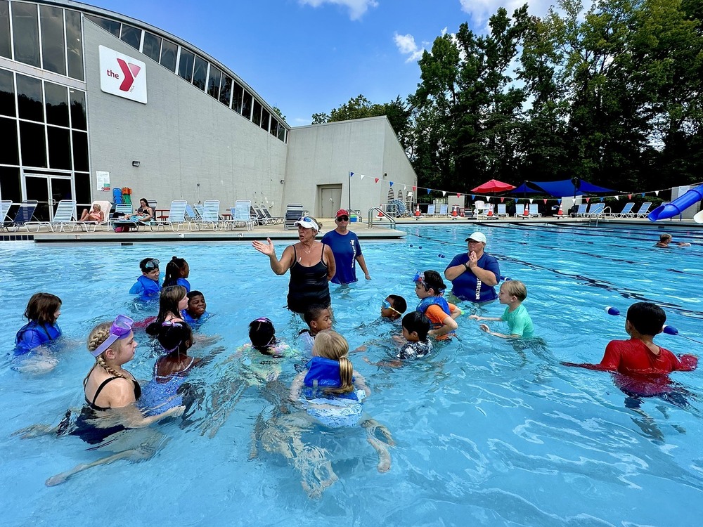 Students and instructor at Pelham YMCA pool