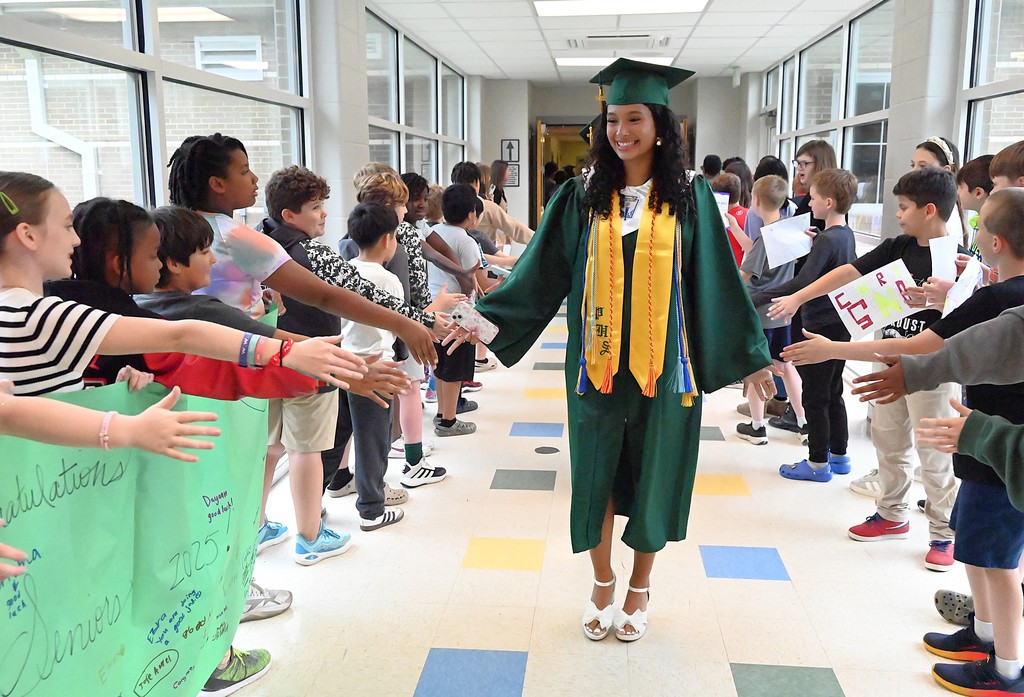 Pelham high school graduation walk - student walking down the hall