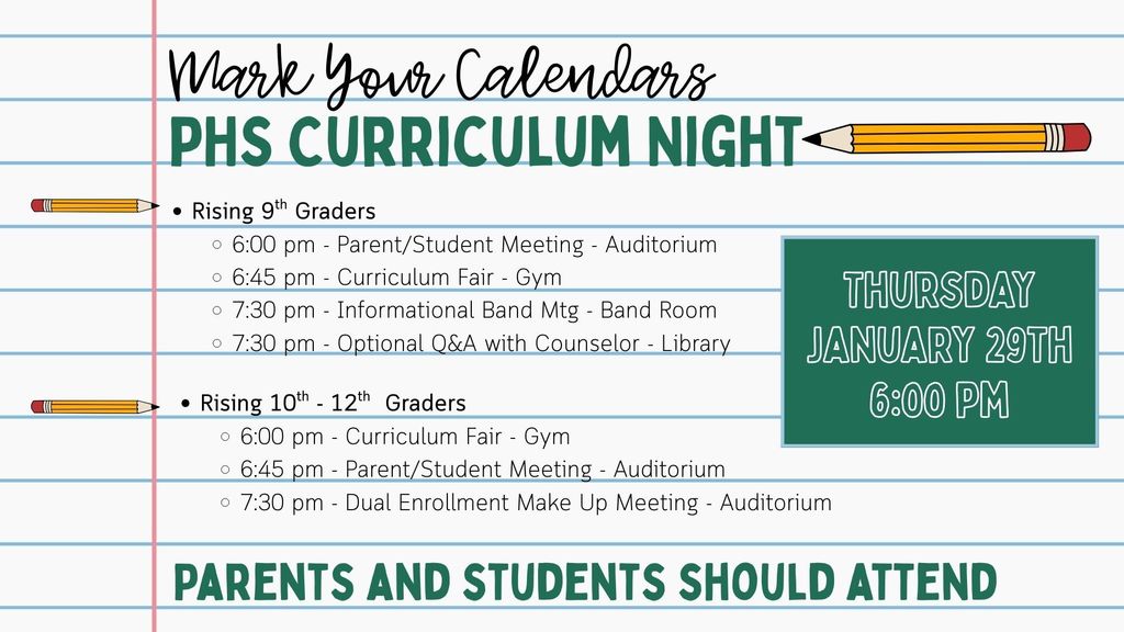 PHS Curriculum Night